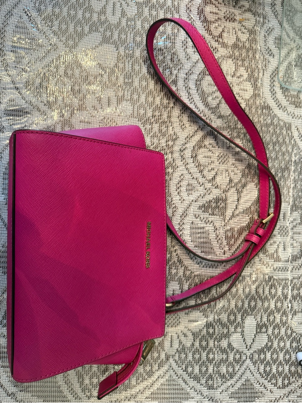 Michael Kors Fuchsia Saffiano Crossbody Bag